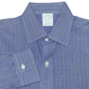 Brooks Brothers Navy Check Dress Shirt Milano Fit